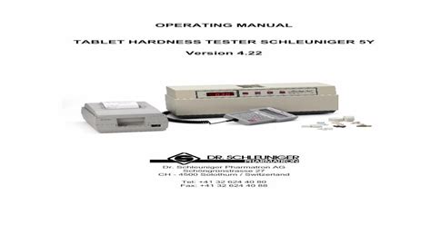 OPERATING MANUAL TABLET HARDNESS TESTER SCHLEUNIGER 5Y Version 4